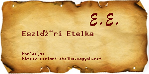Eszlári Etelka névjegykártya